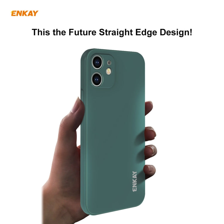 For iPhone 12 mini Hat-Prince ENKAY ENK-PC0672 Liquid Silicone Straight Edge Shockproof Case + 0.26mm 9H 2.5D Full Glue Tempered Glass Film, For iPhone 12 mini